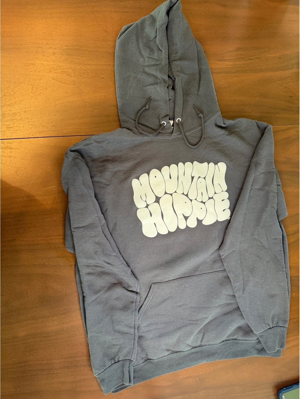 Jerzees Nublend Large Gray Hoodie with Mountain Hippie Graphic